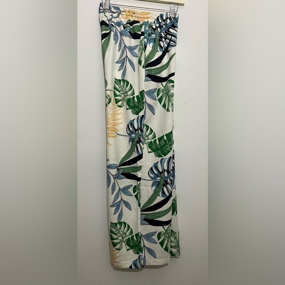 Alex & Parker Tropical Print Wide Leg Pants | Drawstring Waist | Size S - Picture 7 of 11